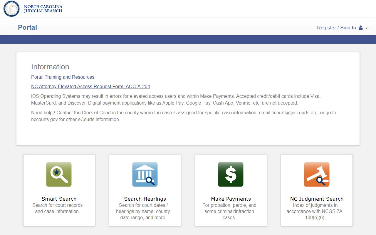 Charlotte municipal portal for accessing court docket records