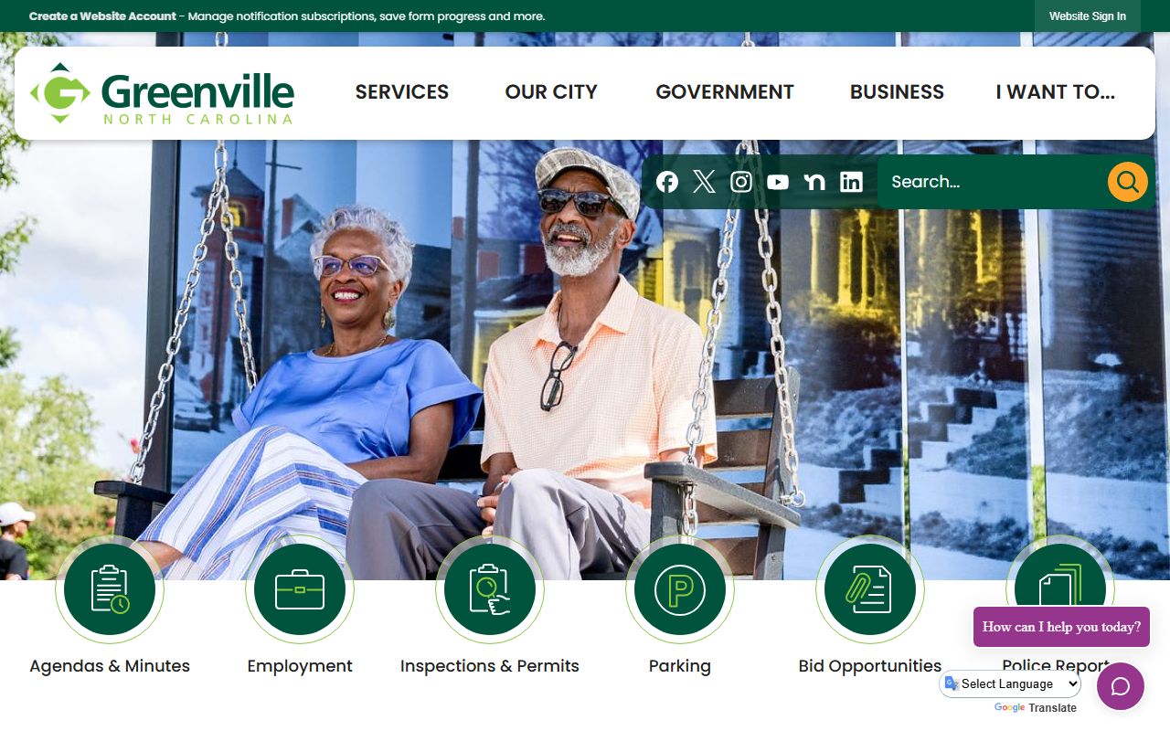 Greenville city website with court docket information