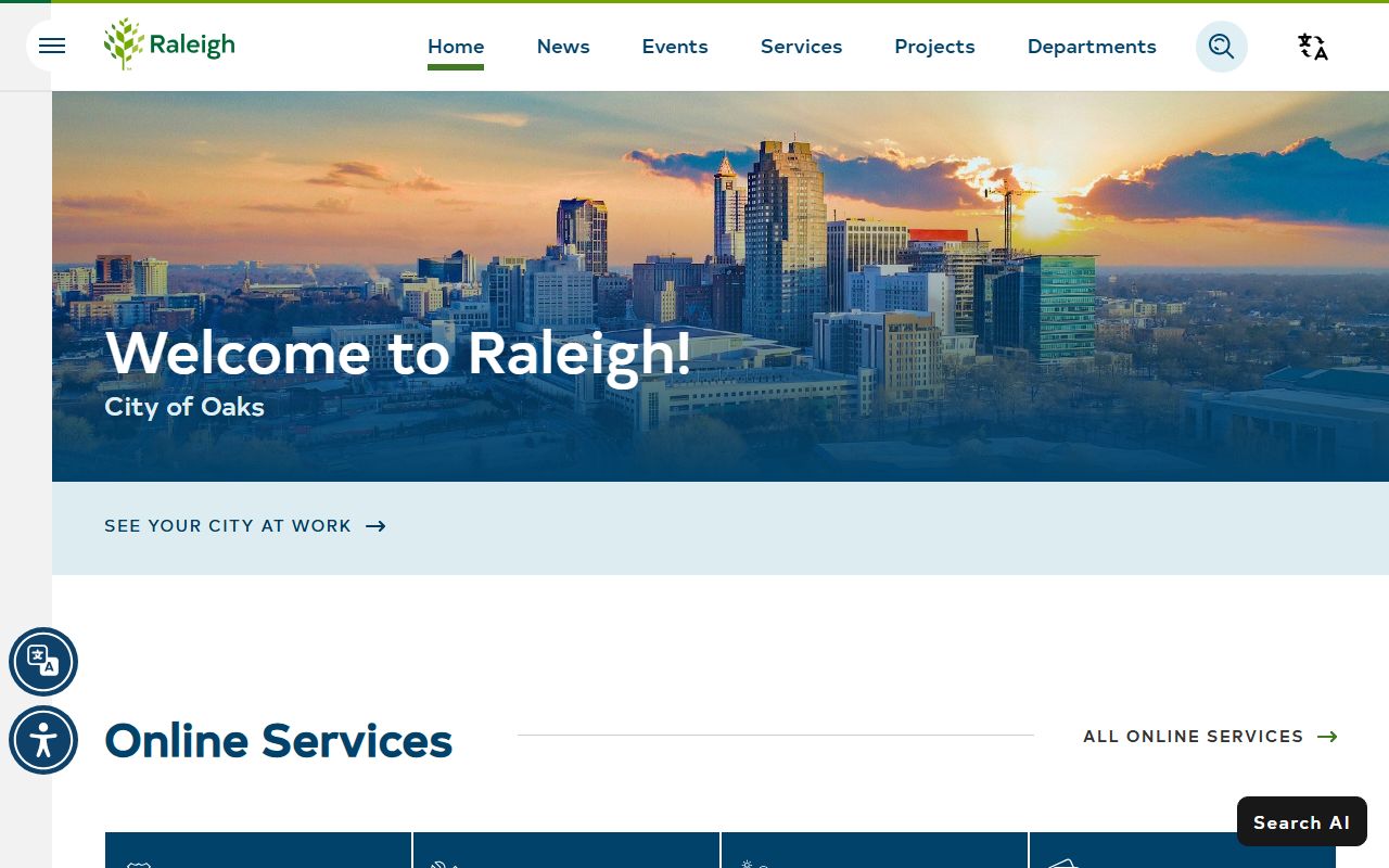 Raleigh city website with court docket and public record resources