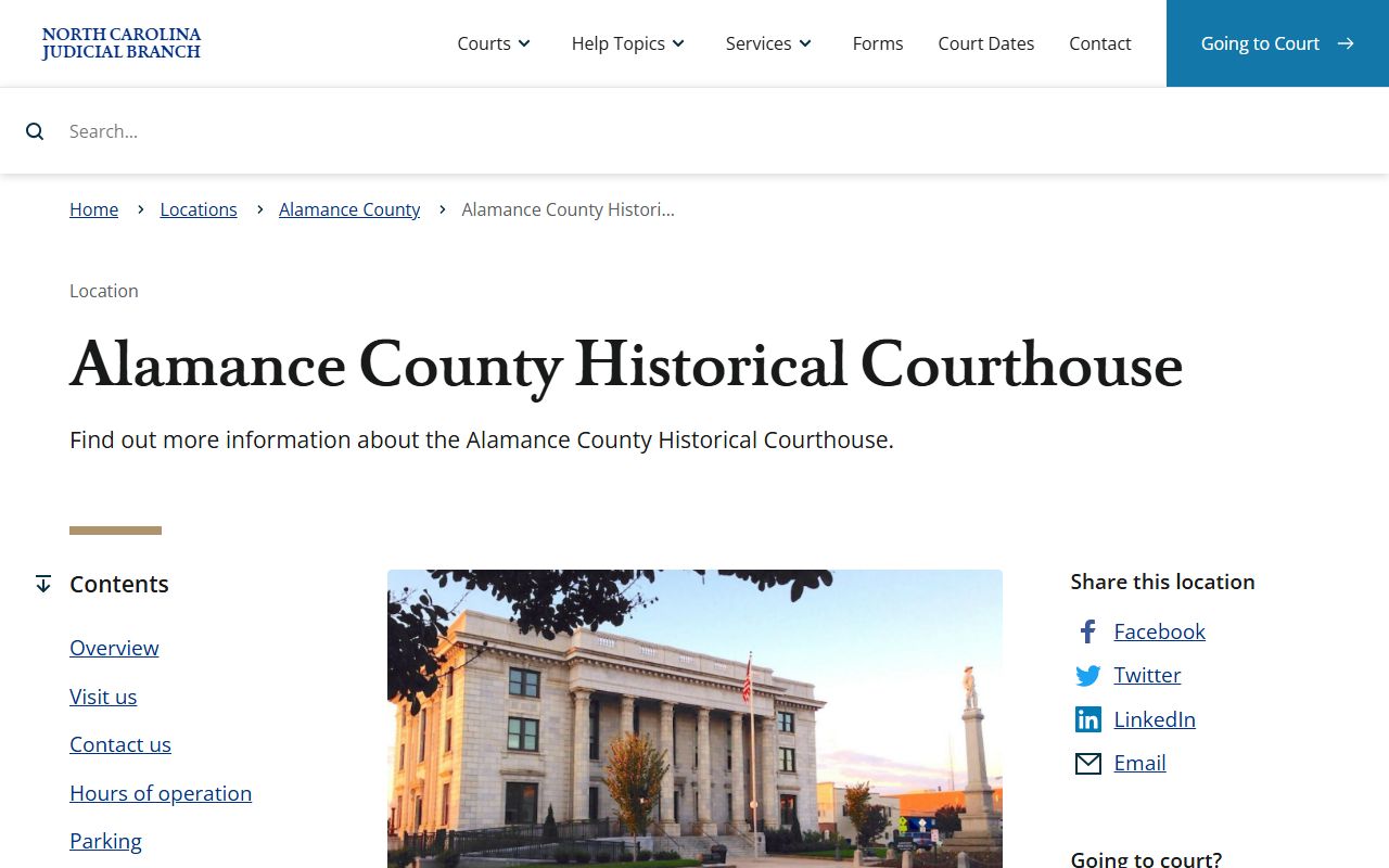 Alamance County Historical Courthouse for court docket civil cases