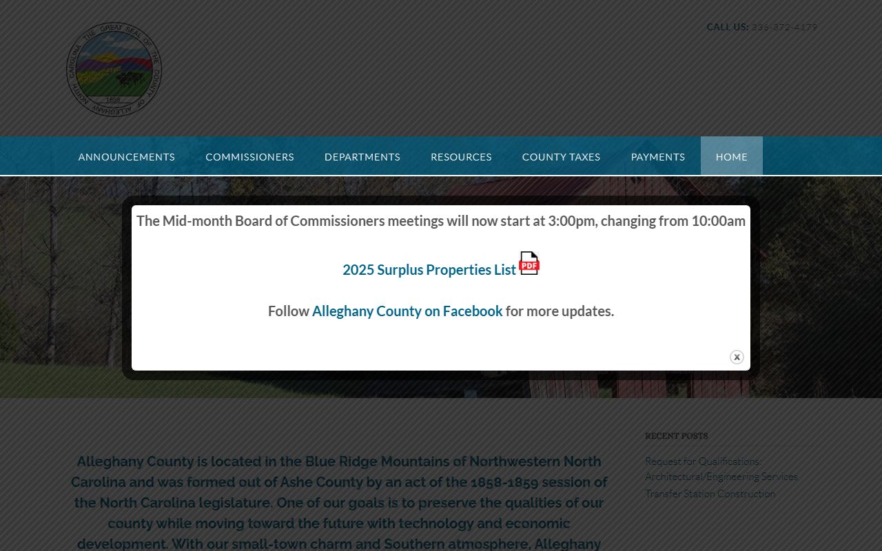 Alleghany County government website with public records and court docket resources