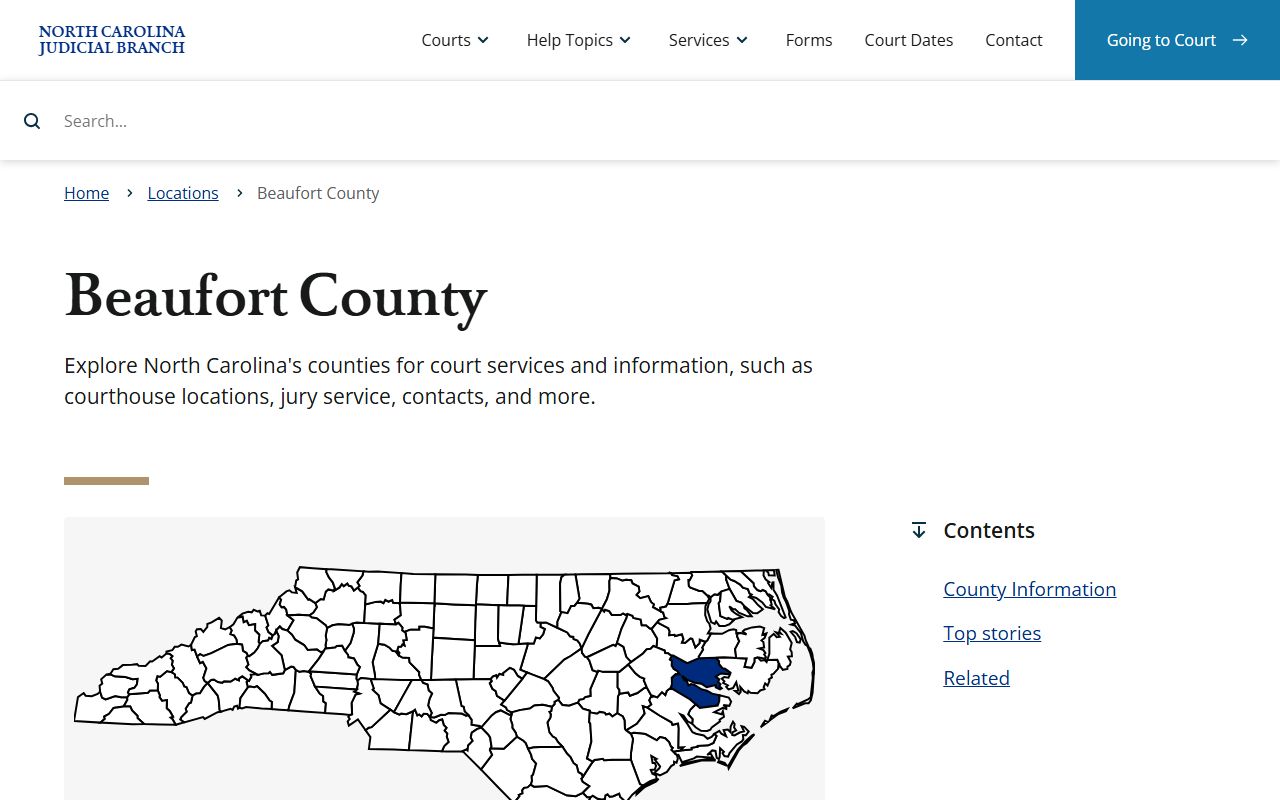Beaufort County court docket page on NC Judicial Branch website