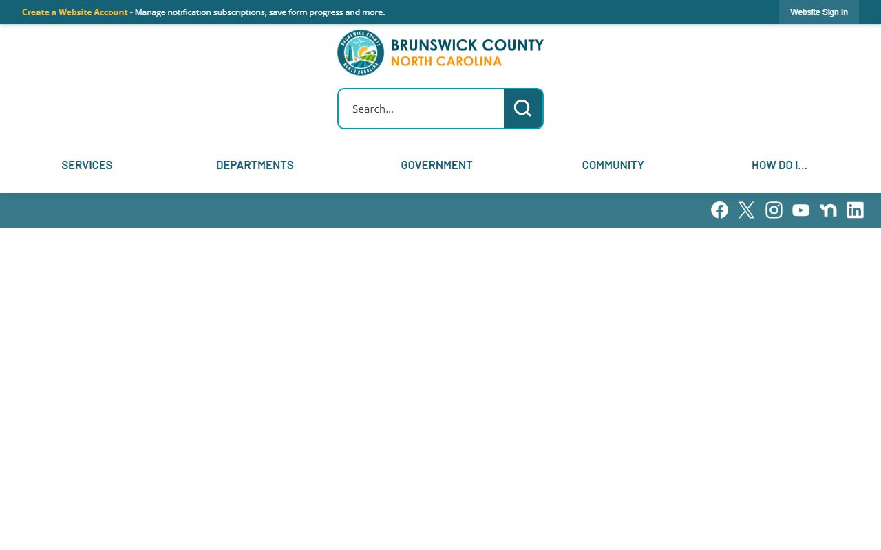 Brunswick County government website with public services and court docket information