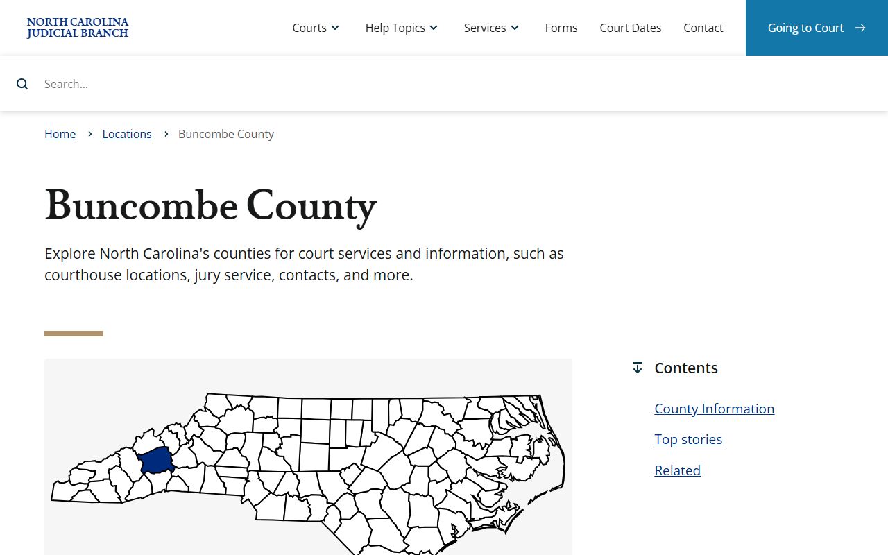Buncombe County court docket page on NC Judicial Branch website