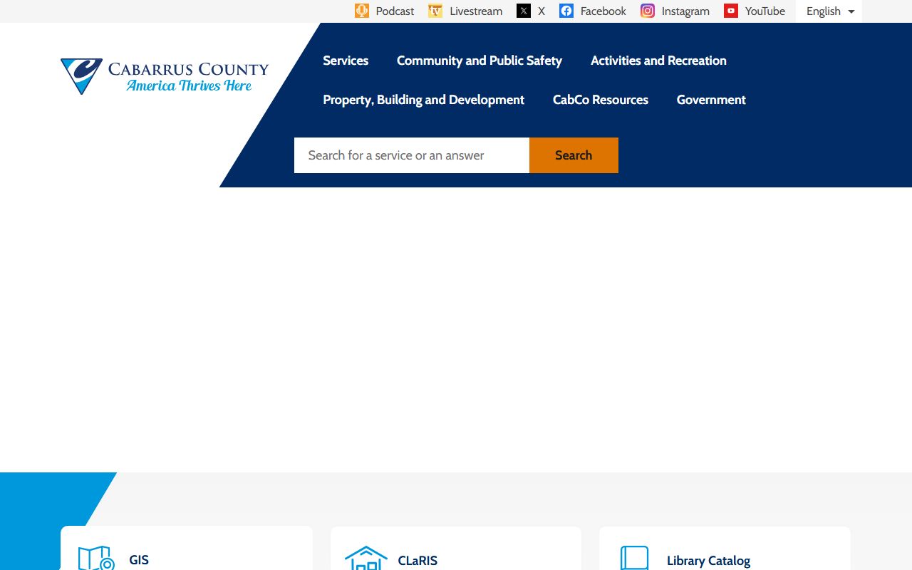 Cabarrus County government website with links to court docket resources