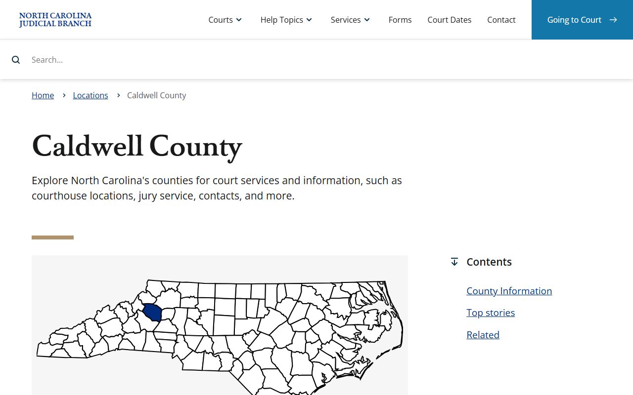 Caldwell County court docket information page on the NC Judicial Branch website