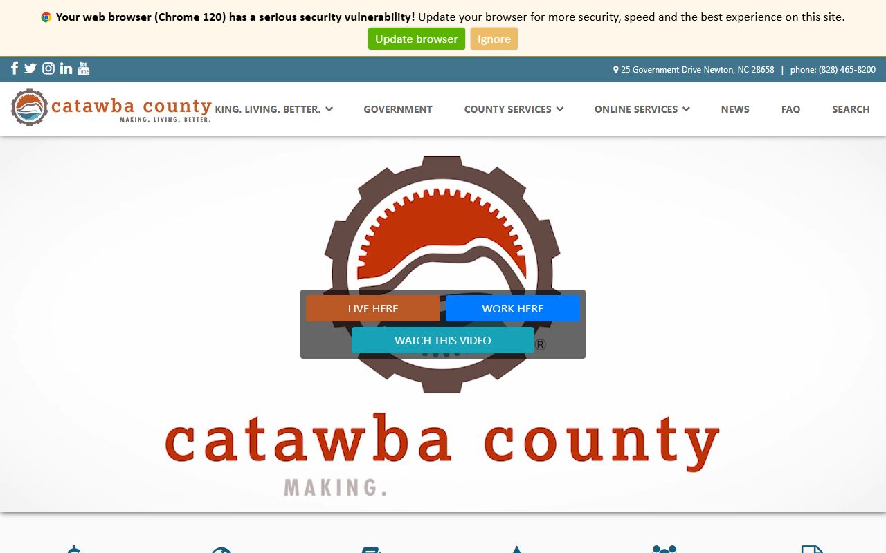 Catawba County government website with local department information