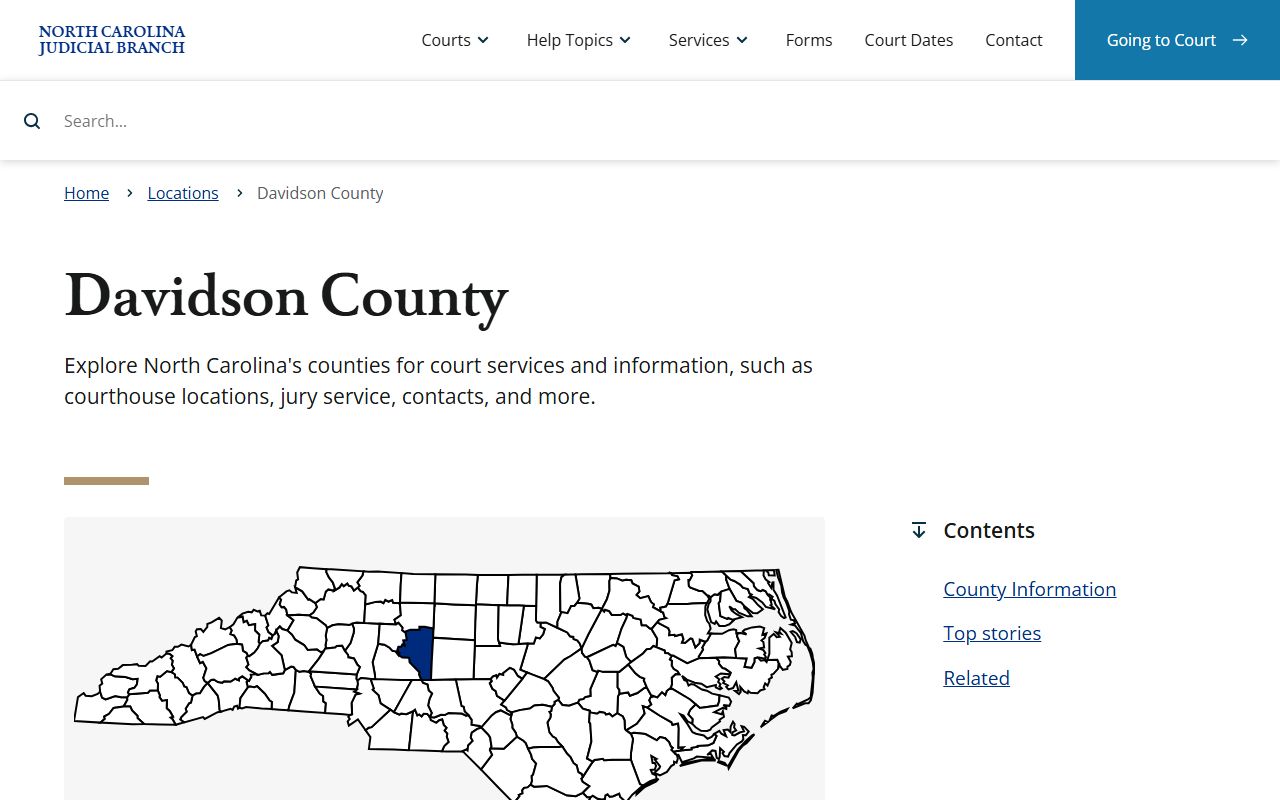 Davidson County court page on the North Carolina Judicial Branch website