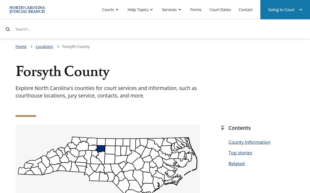 Forsyth County court page on the North Carolina Judicial Branch website