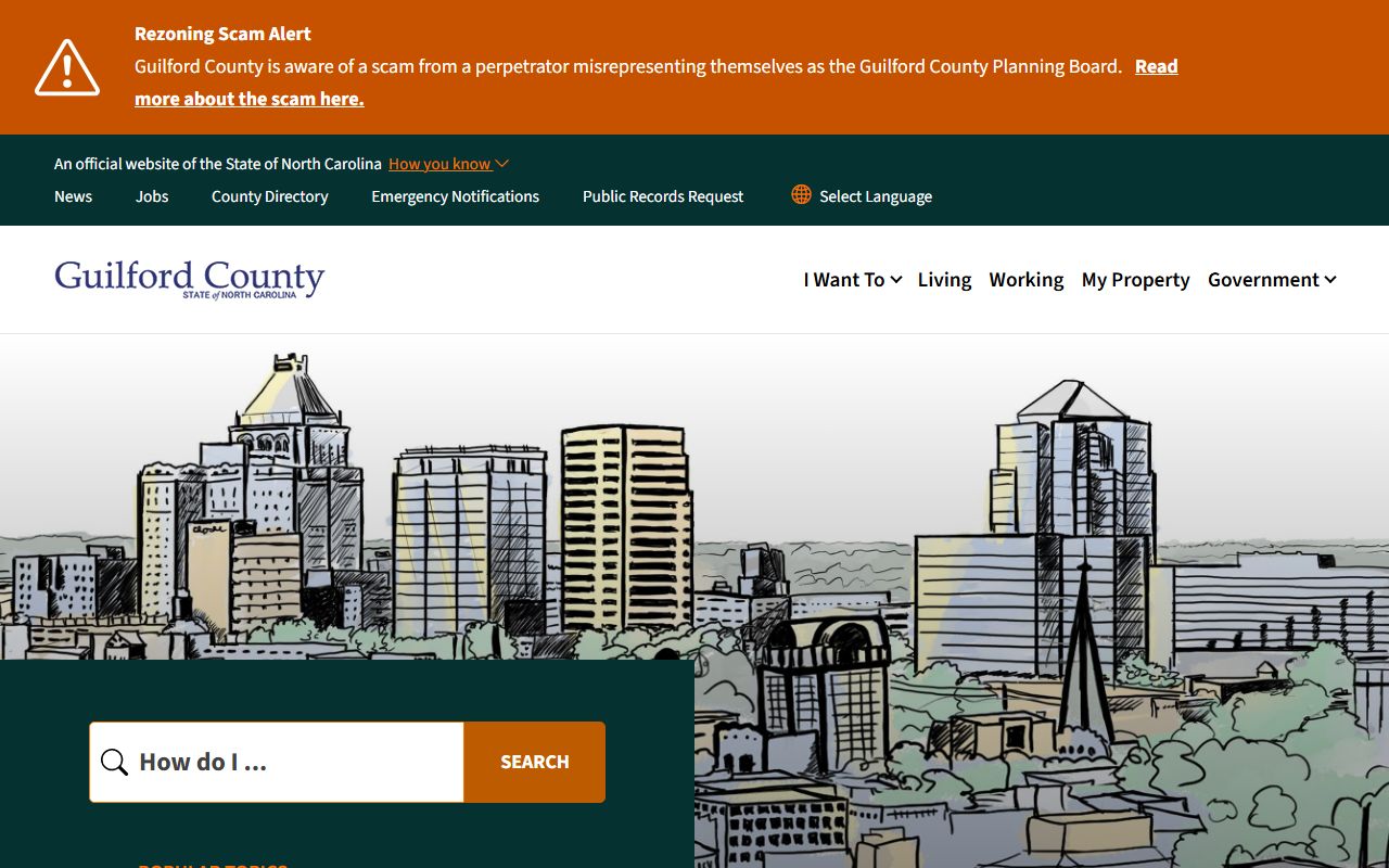 Guilford County government website with links to court docket resources