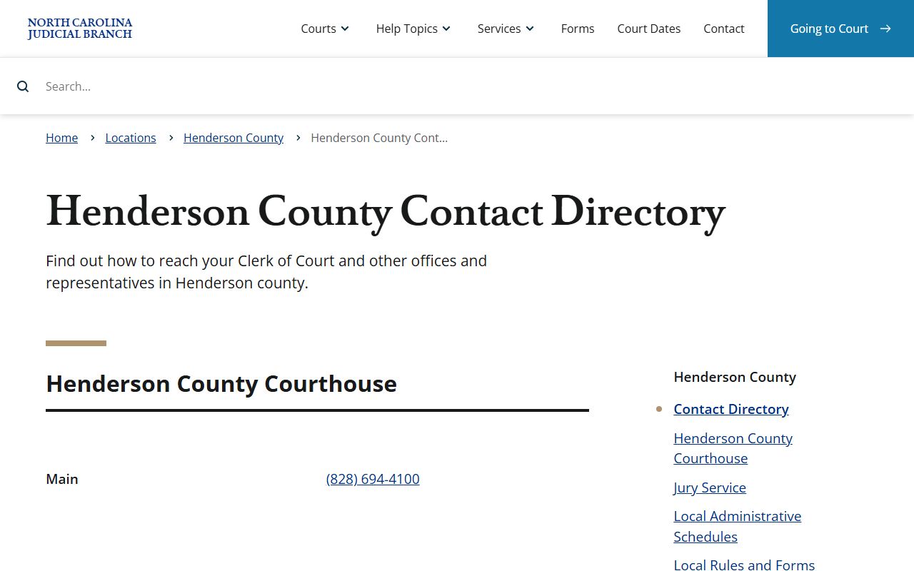 Henderson County court docket contact directory with clerk phone numbers