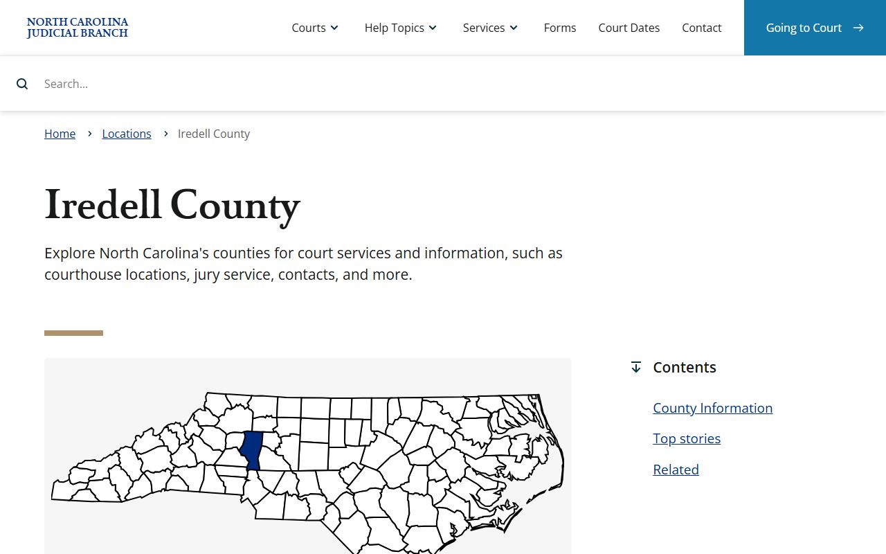 Iredell County court docket page on the NC Judicial Branch website