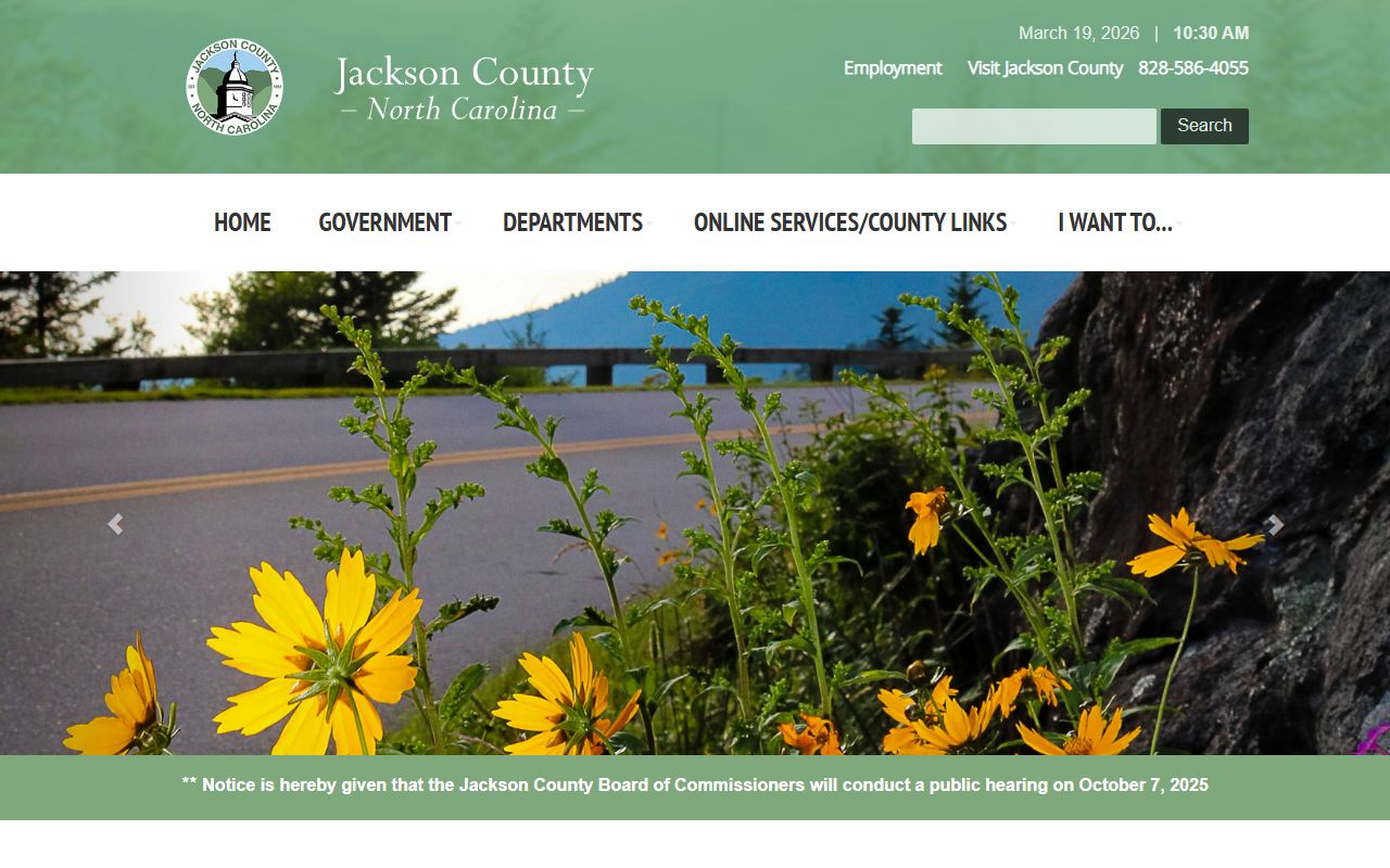 Jackson County government website with information related to court docket records