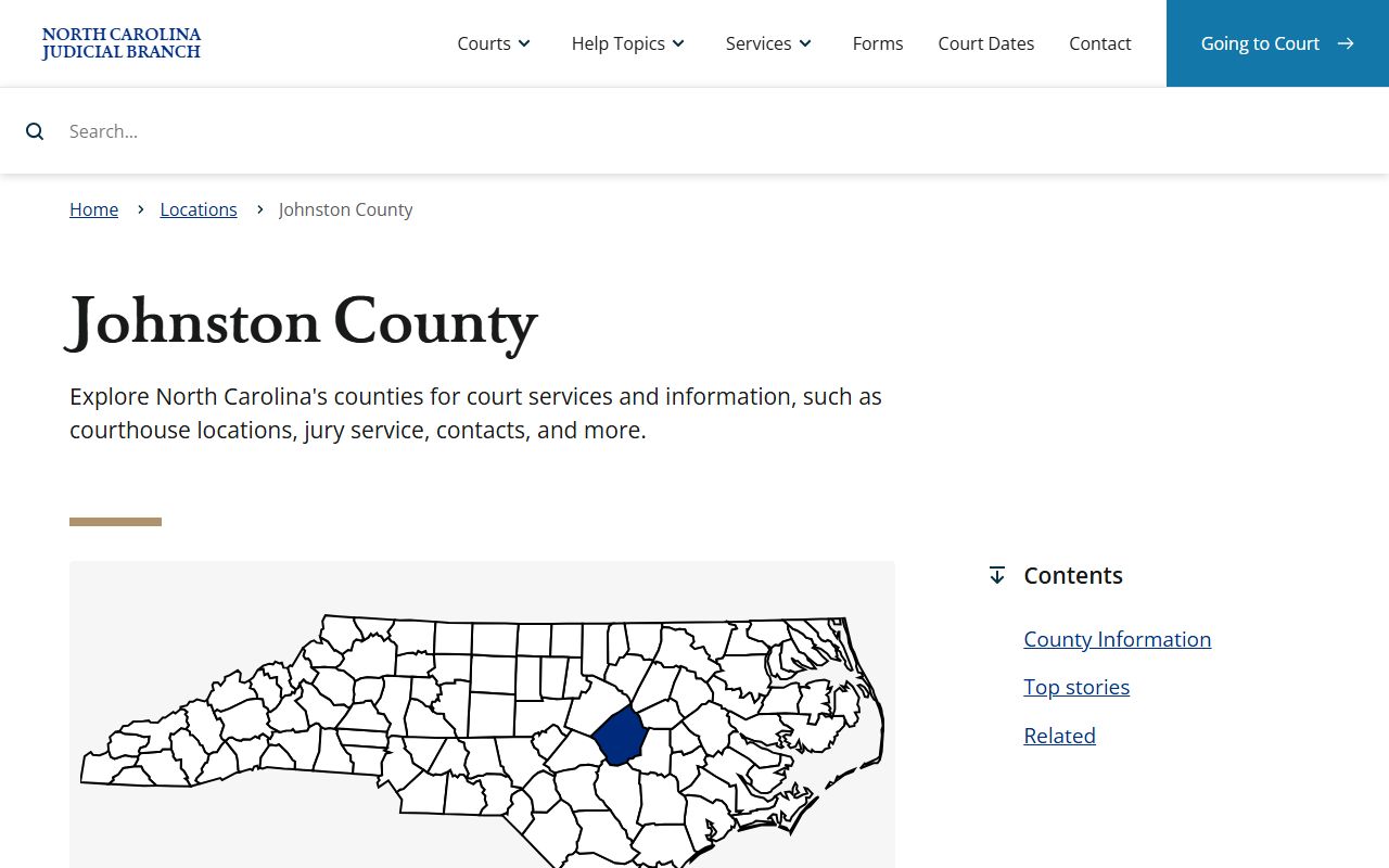 Johnston County court docket page on the NC Judicial Branch website