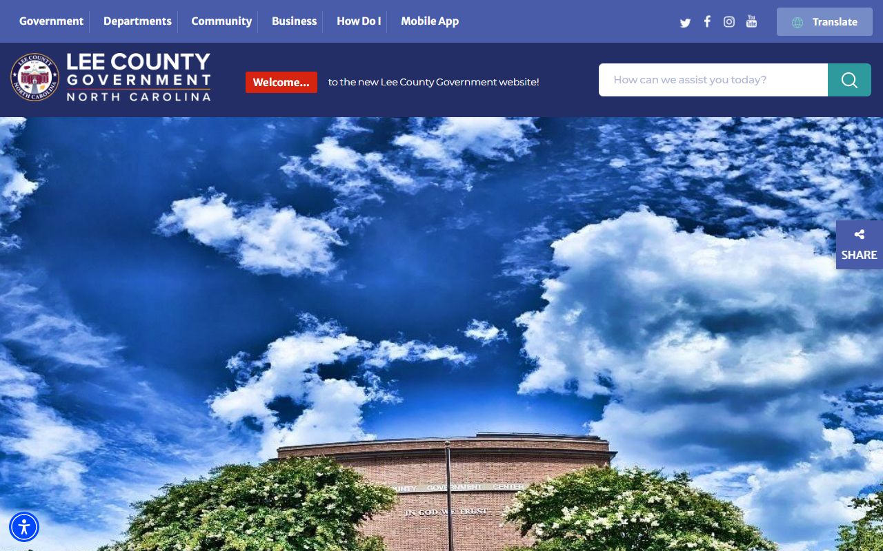 Lee County government website with links to county services and resources