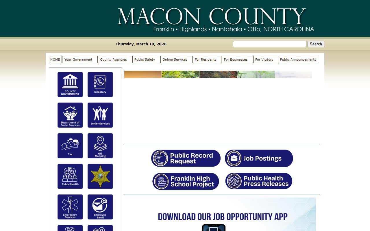 Macon County government website with links to county services