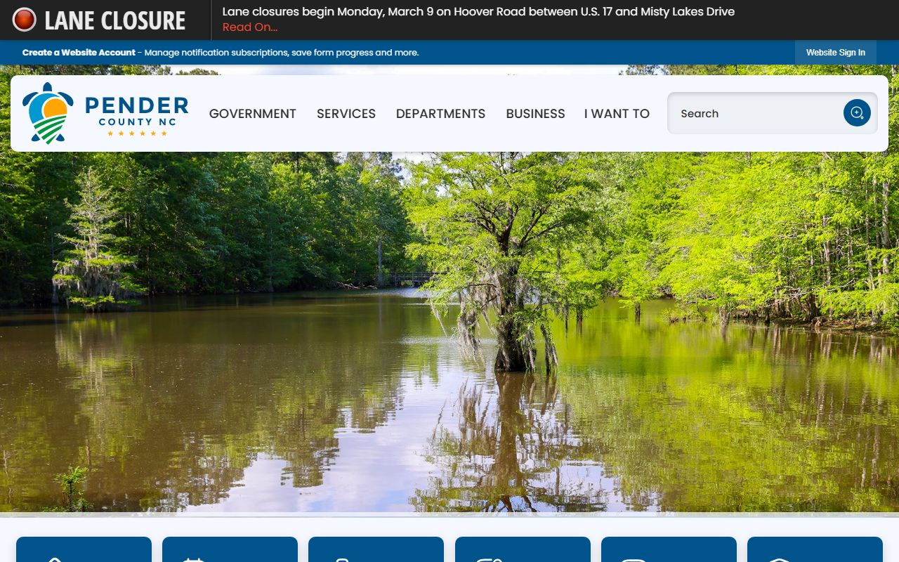 Pender County government website with links to public records