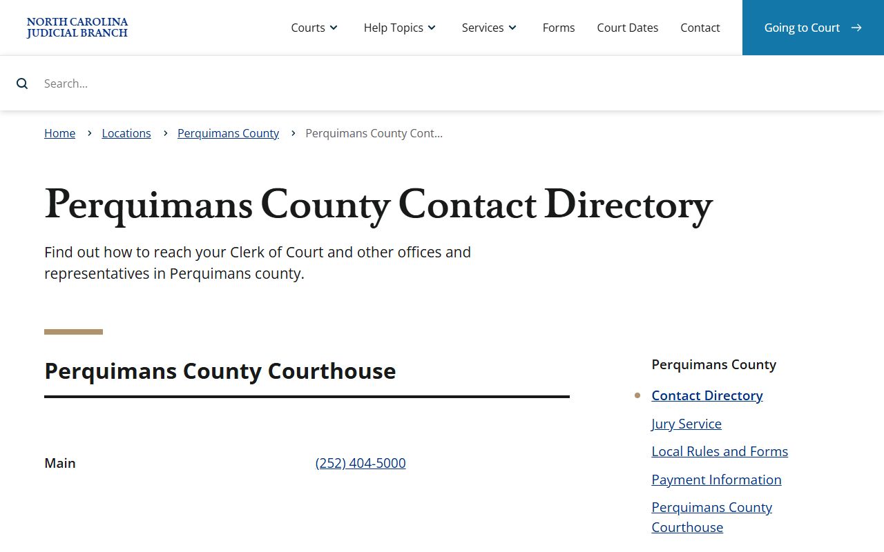 Perquimans County court contact directory page