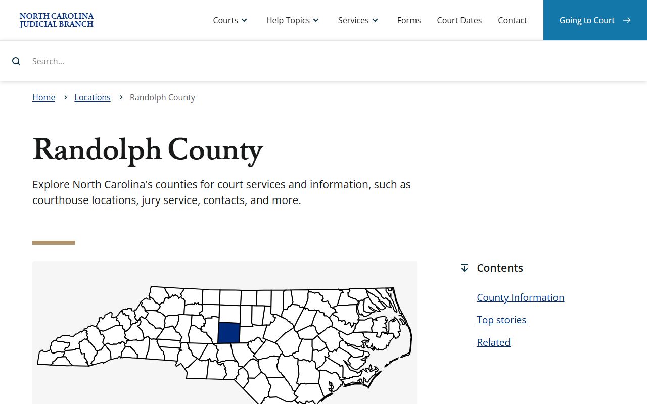 Randolph County court page on the North Carolina Judicial Branch website