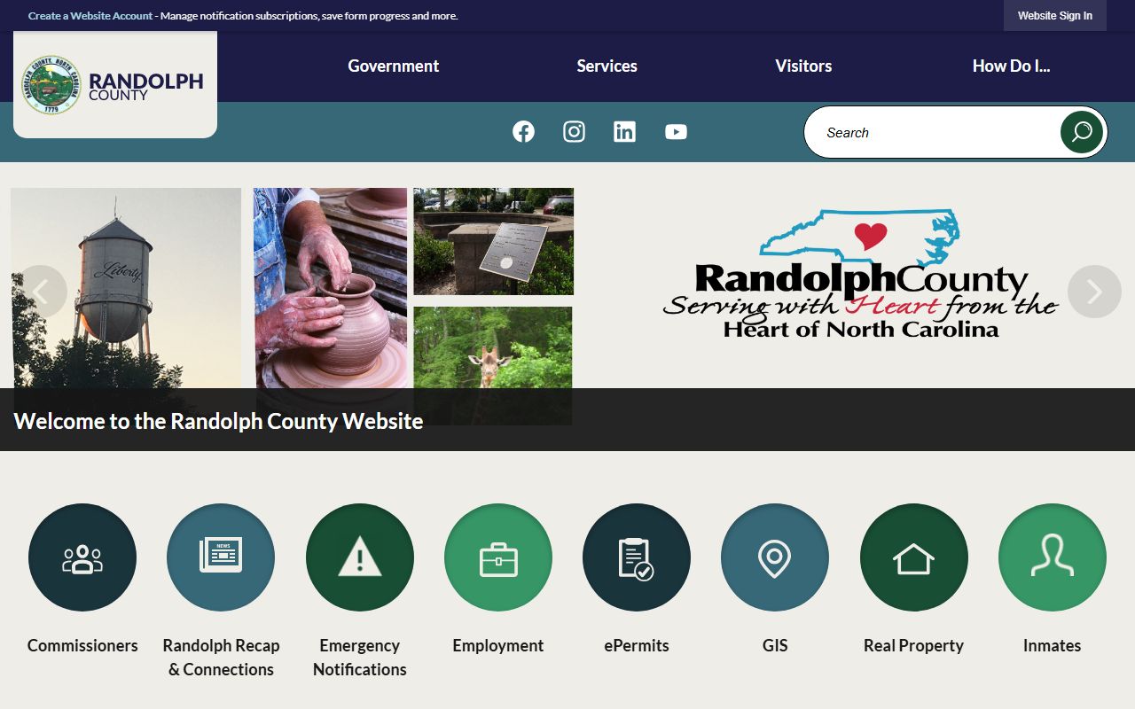 Randolph County government website homepage