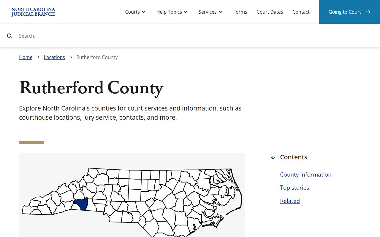 Rutherford County court docket information page on the NC Judicial Branch website