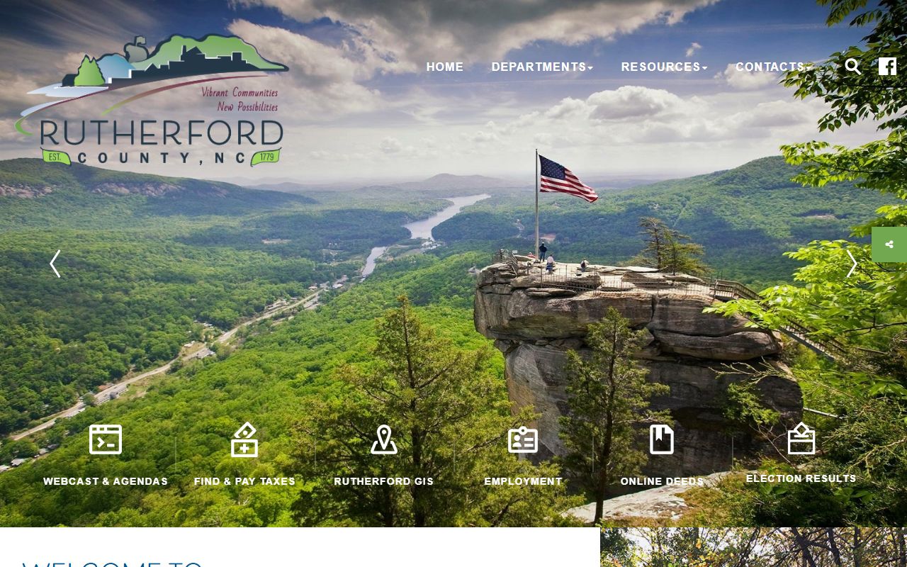 Rutherford County government website showing departments and links to local services
