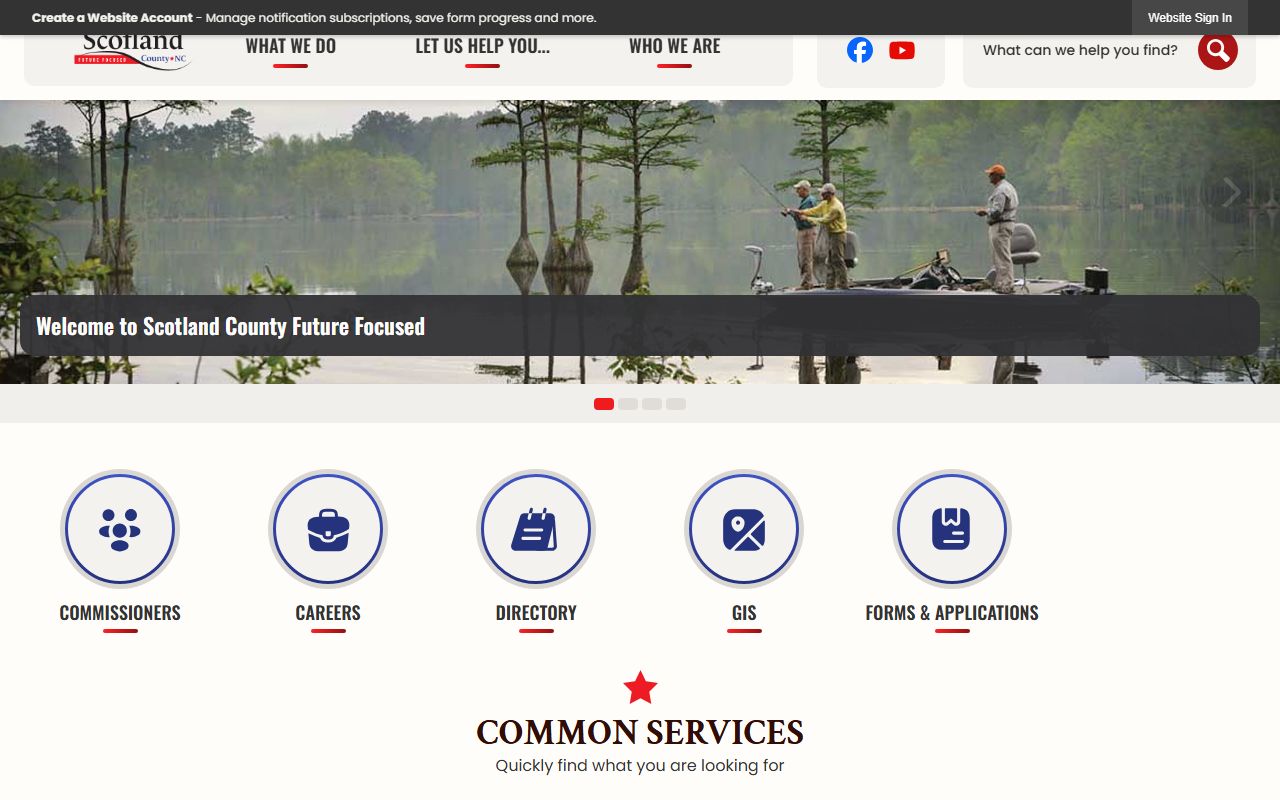 Scotland County government website with links to county departments and local services