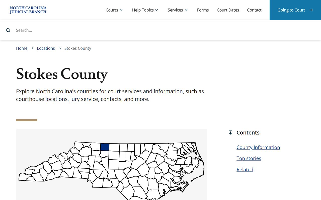 Stokes County court docket information on the NC Judicial Branch website
