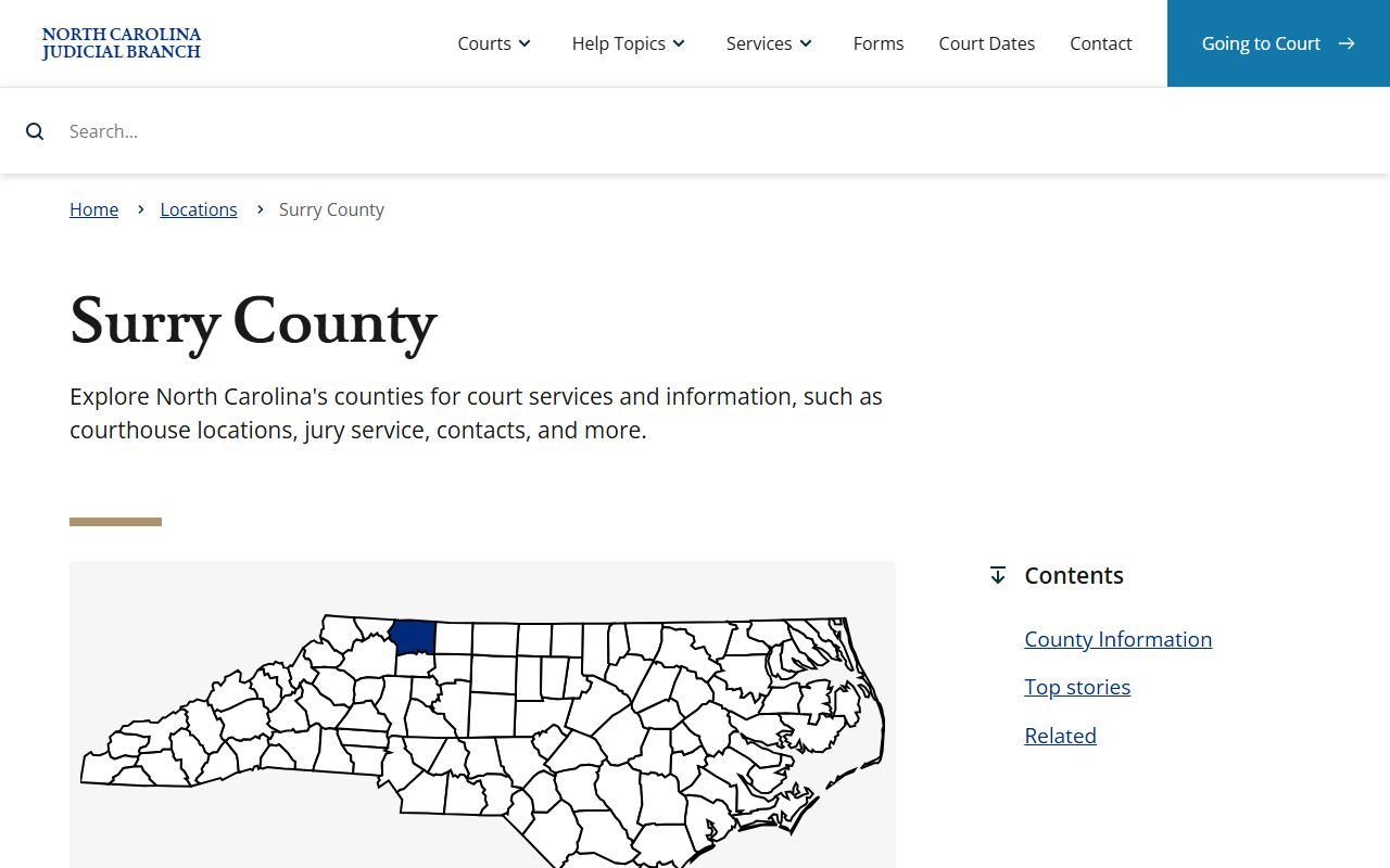Surry County court docket page on the NC Judicial Branch website