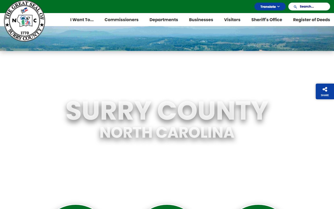 Surry County government website for court docket and county services