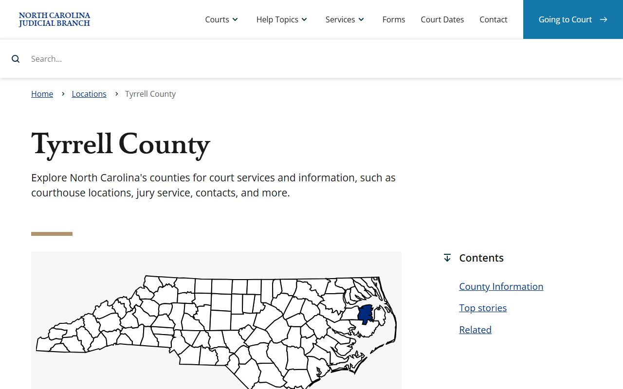 Tyrrell County court docket page on the NC Judicial Branch website