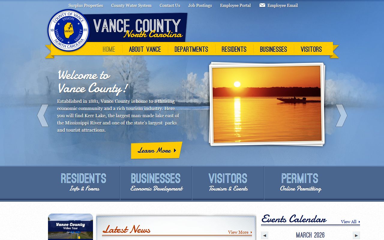 Vance County government website with links to court docket and county resources