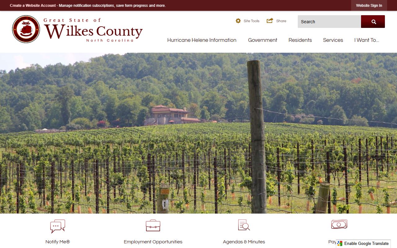 Wilkes County government website with links to county offices and public services